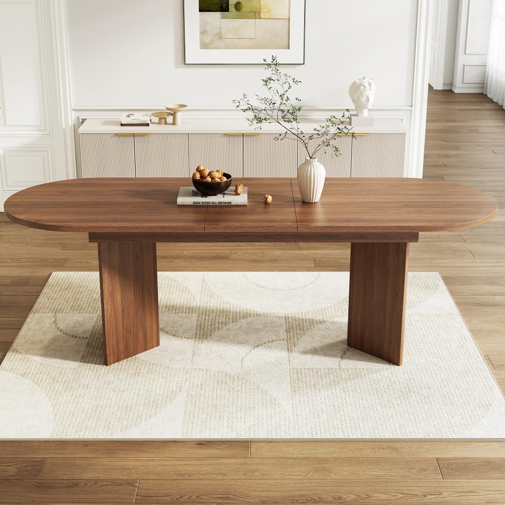 Muskel Tavolo da pranzo ovale allungabile 160 – 200 x 90 cm, moderno tavolo da pranzo adatto per 4 – 8 persone, robusto tavolo da cucina, tavolo ispessito salvaspazio (noce, 160 – 200 cm)