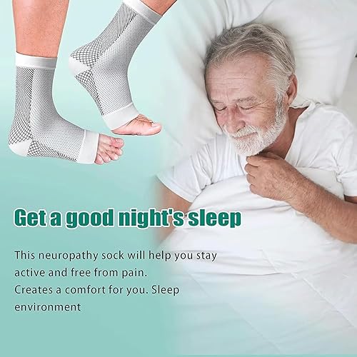 Miniatura 6 de 2 pares de calcetines de neuropatía mejorados, calcetines de compresión de 20-30mmHg para hombres y mujeres, calcetines de fascitis plantar para