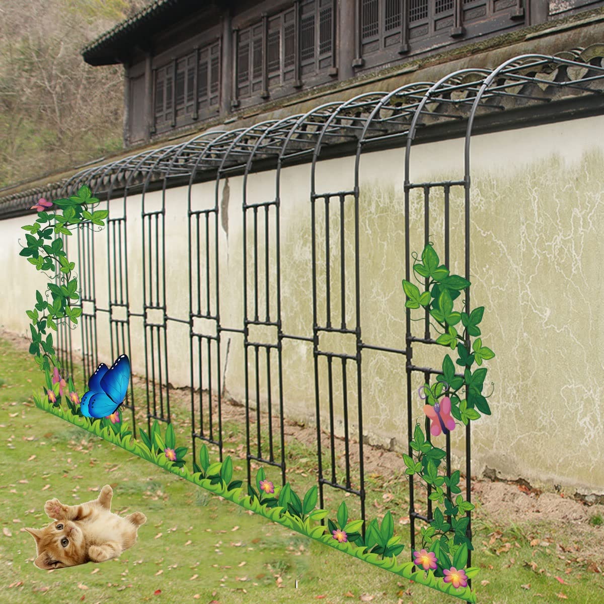 Arcos de jardín de metal de medio arco anchos para plantas trepadoras