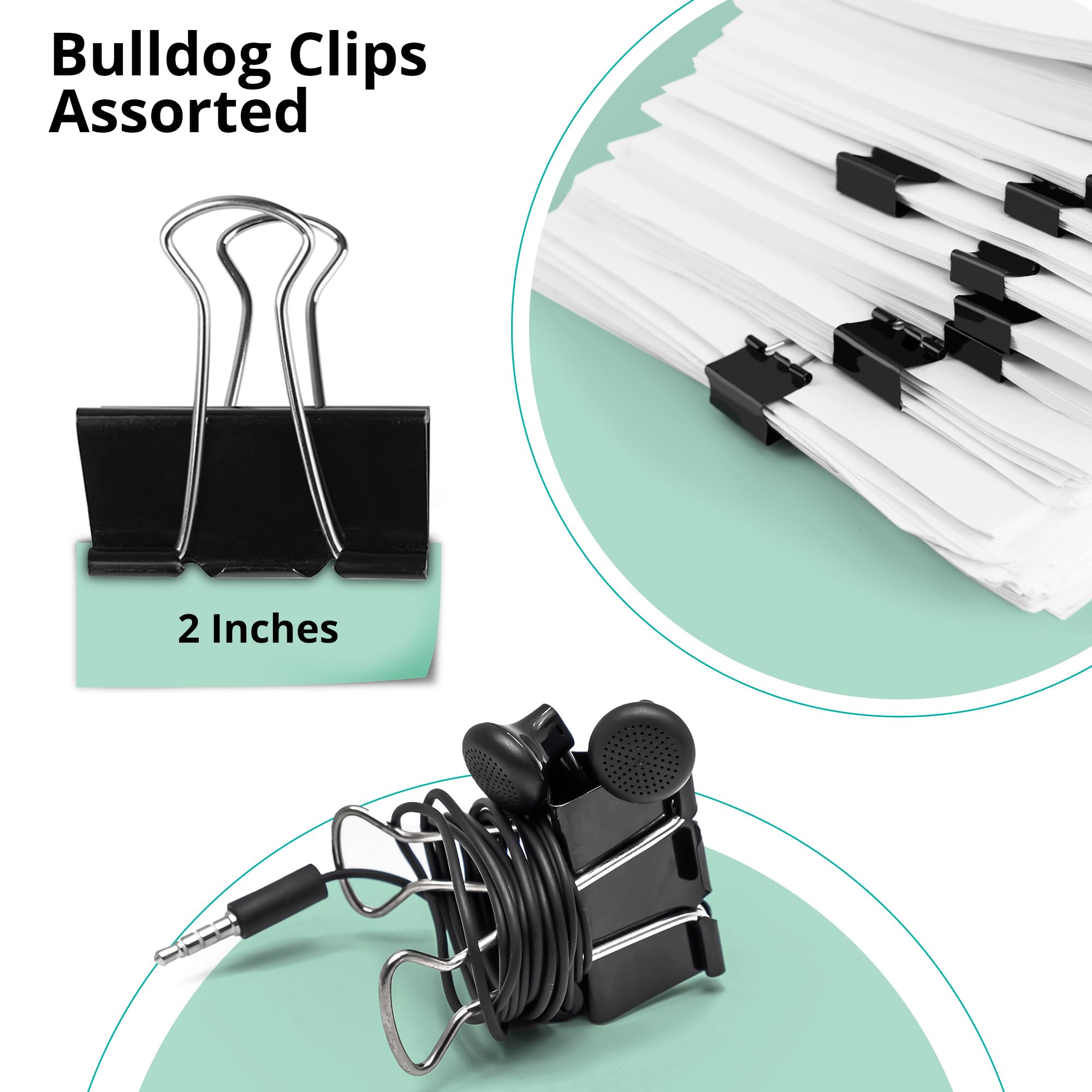 Tehmas 10pcs 51mm Bulldog Clips, Durable Heavy-Duty Metal Binder Clips, Ideal for Home School and Office Use - Image 3