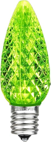 Miniatura 2 de Novelty Lights Paquete de 25 bombillas LED C9 de repuesto para Halloween, ultra brillantes, regulables, para exteriores, verde lima, base intermedia