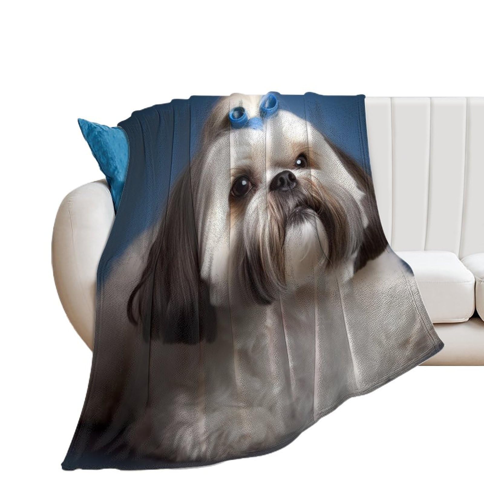 Couverture Shih Tzu flanelle anti-froid plaid léger pour l'hiver