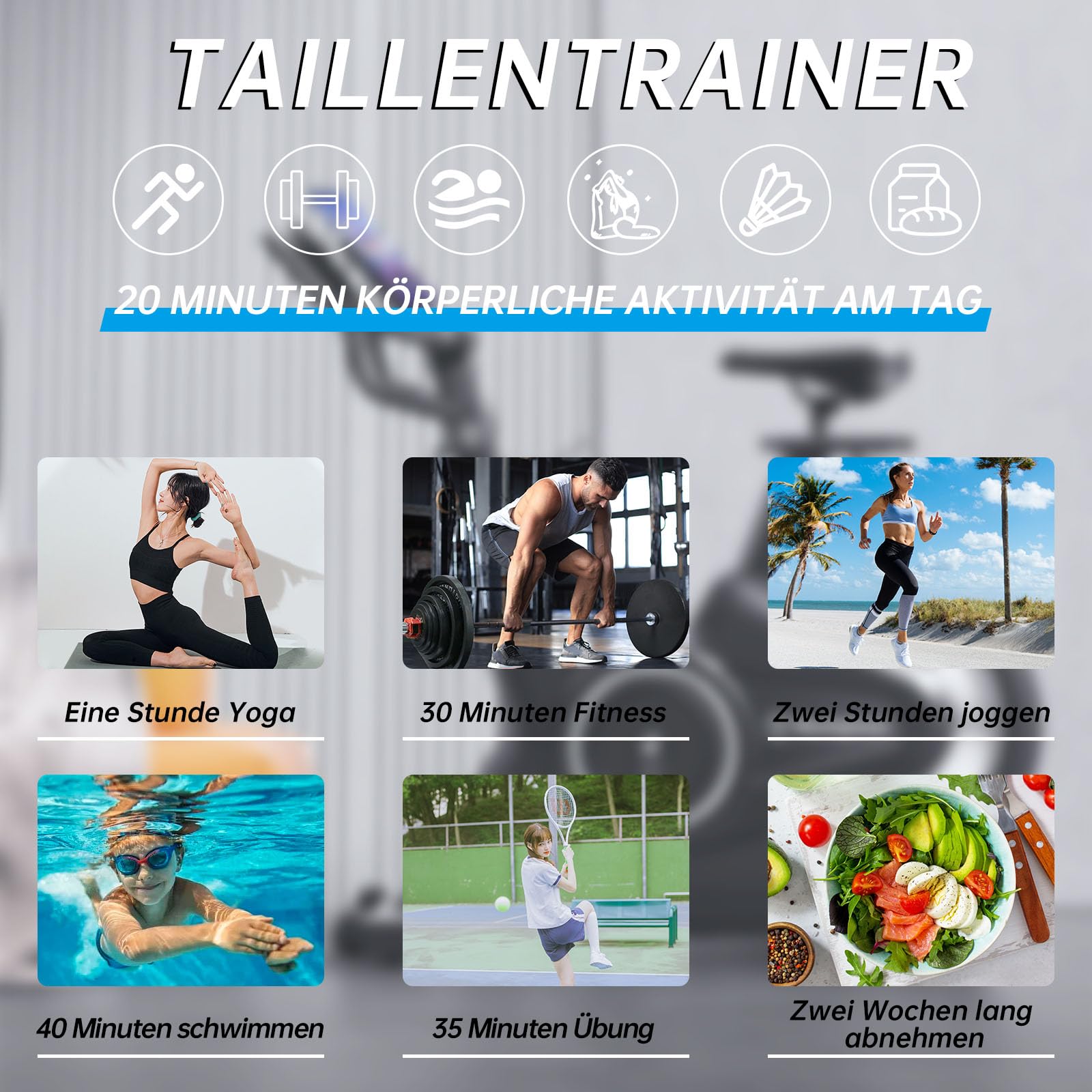 Stimulator ABS Bauchmuskelstimulator, EMS-Muskelstimulator, Bauchtrainingsgürtel für Männer und Frauen, tragbares Fitnessgerät, Büro und Zuhause für Bauch, Arme und Beine