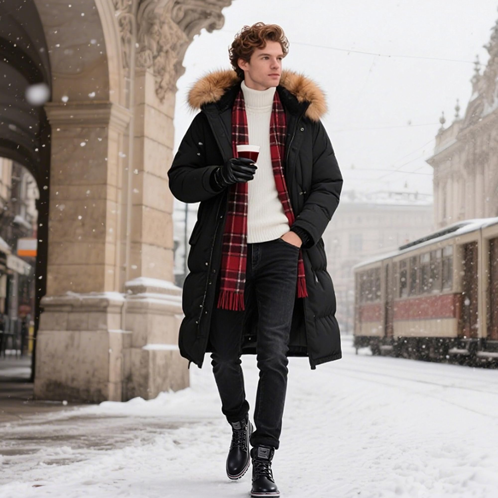 AX BOXING Scarpe Uomo Invernali Caldo Pelliccia Fodera Scarponcino Invernale Stivali Antiscivolo Stivaletti Taglia 41-46 EU