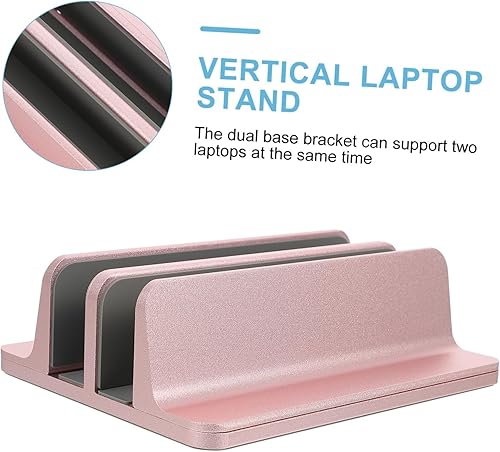 Miniatura 8 de BESPORTBLE Vertical Laptop Stand Double Slots Holder for Desktop Stable Multi-Device Organizer for Laptop Tablet and Phone Space-Saving Desk Rack