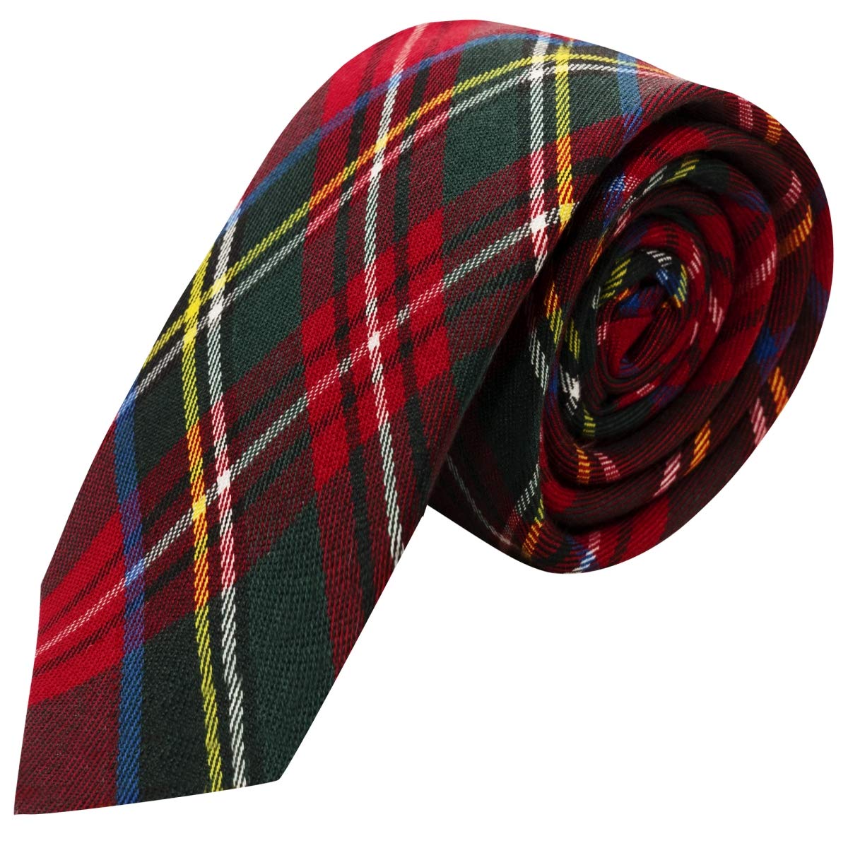 King & Priory Cravate de Cocher Traditionnel Tartan Rouge