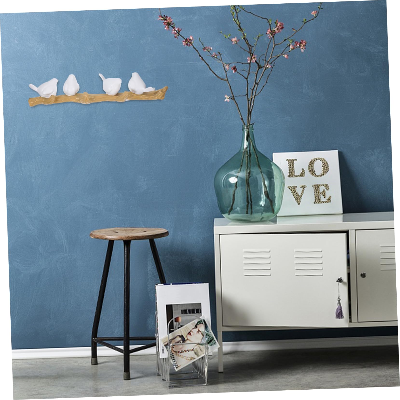 Portachiavi da Muro Uccelli su Ramo Appendichiavi Resistente per Cucina Bagno Ingresso per Chiavi Asciugamani e Accessori