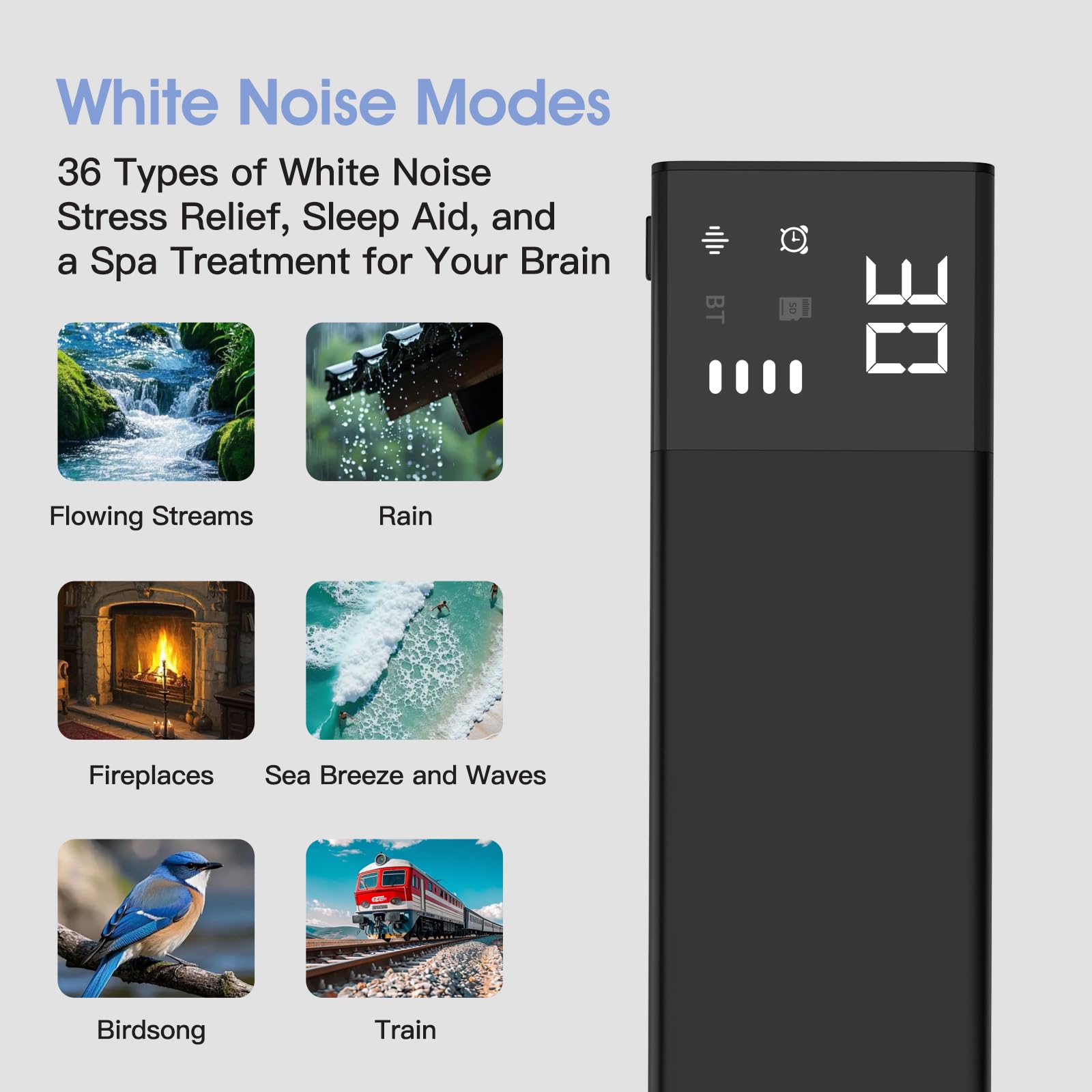 Unterkissen Knochenleitungs Schlaflautsprecher mit Display, Verlängertes Design, Bluetooth White-Noise-Gerät mit 36 Schlafsounds, 650mAh Akku, Timer&TF-Karte, Ideal für Seitenschläfer & Schlafprobleme