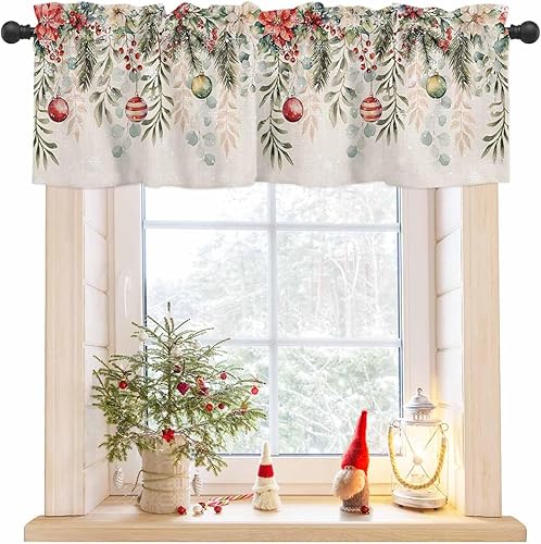 Yun Nist Cortina de cenefa para ventanas, plantas verdes de primavera, panel de privacidad, bolsillo para barra, tratamiento de ventana, hojas de