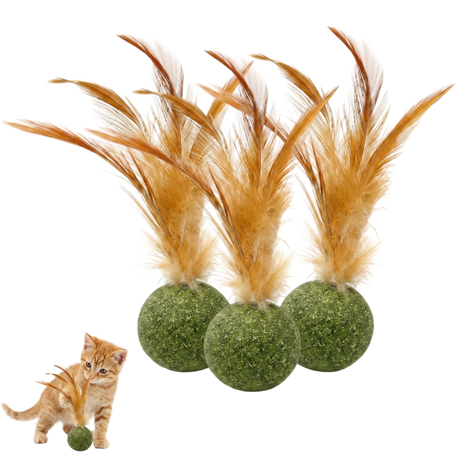 ZeBQrphio 3PCS Catnip Balls, Cat Nip Toys Cats, Interactive Catnip Balls for Indoor Cats, Multi-Cat Household Entertainment,Relax & Healthy Play for Kittens