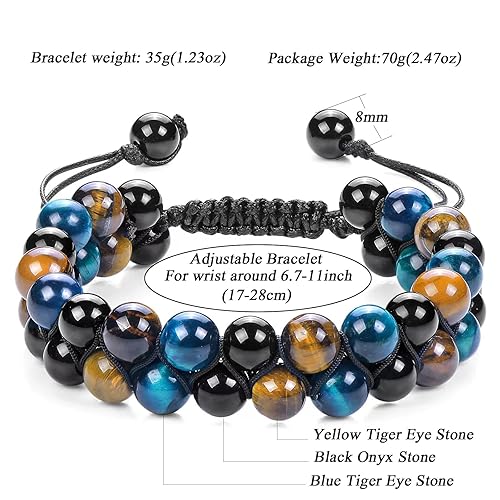 Vista 47 de Evil Eye Bracelets Protection Bracelet Beaded Bracelets Crystal Bracelet for Men Women Bring Luck and Prosperity and Happiness 8mm Blue Tiger