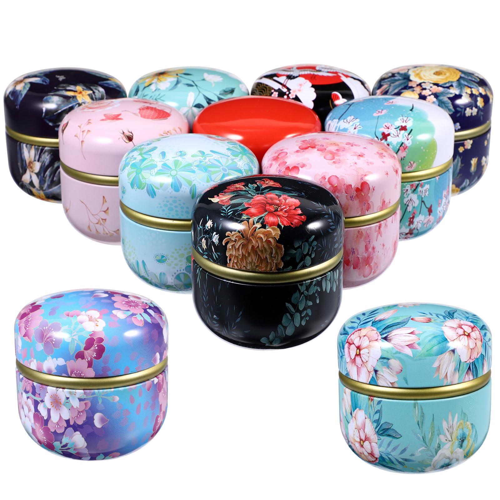 Caja de Té de Hojalata 12 Piezas, Metal, Sellada, para Chocolate y Dulces | Patrón Decorativo, Adecuado para Fiesta y Festival, Uso Sencillo, Envase Vacío Acabado Colorido Color Aleatorio
