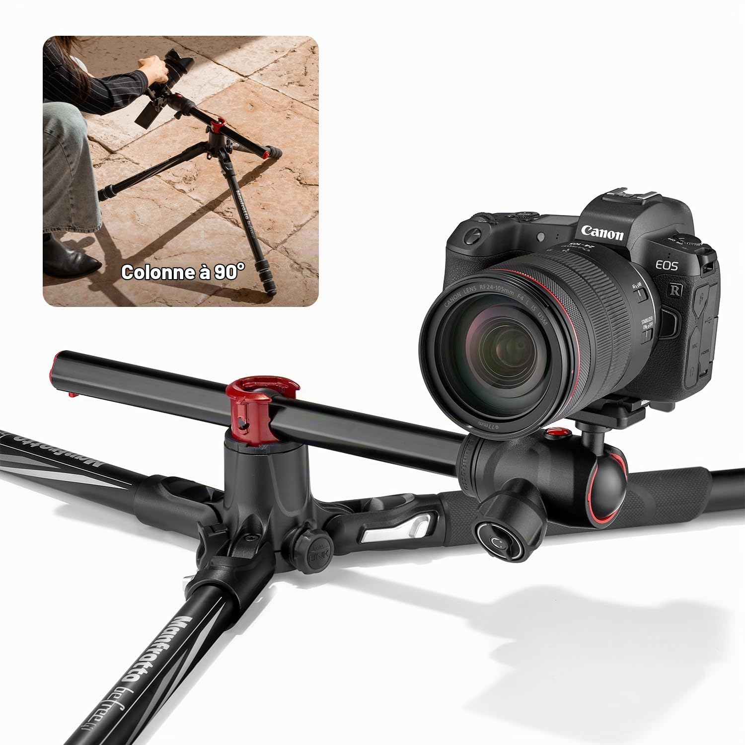 Manfrotto Befree GT XPRO Trépied Aluminium, Rotule Ball Centrée 496, Fermeture Twist, Colonne 90°, Plateau 200PL-PRO, pour Reflex, Hybrides avec Objectifs à Longue Focale, Photo Macro, MKBFRA4GTXP-BH