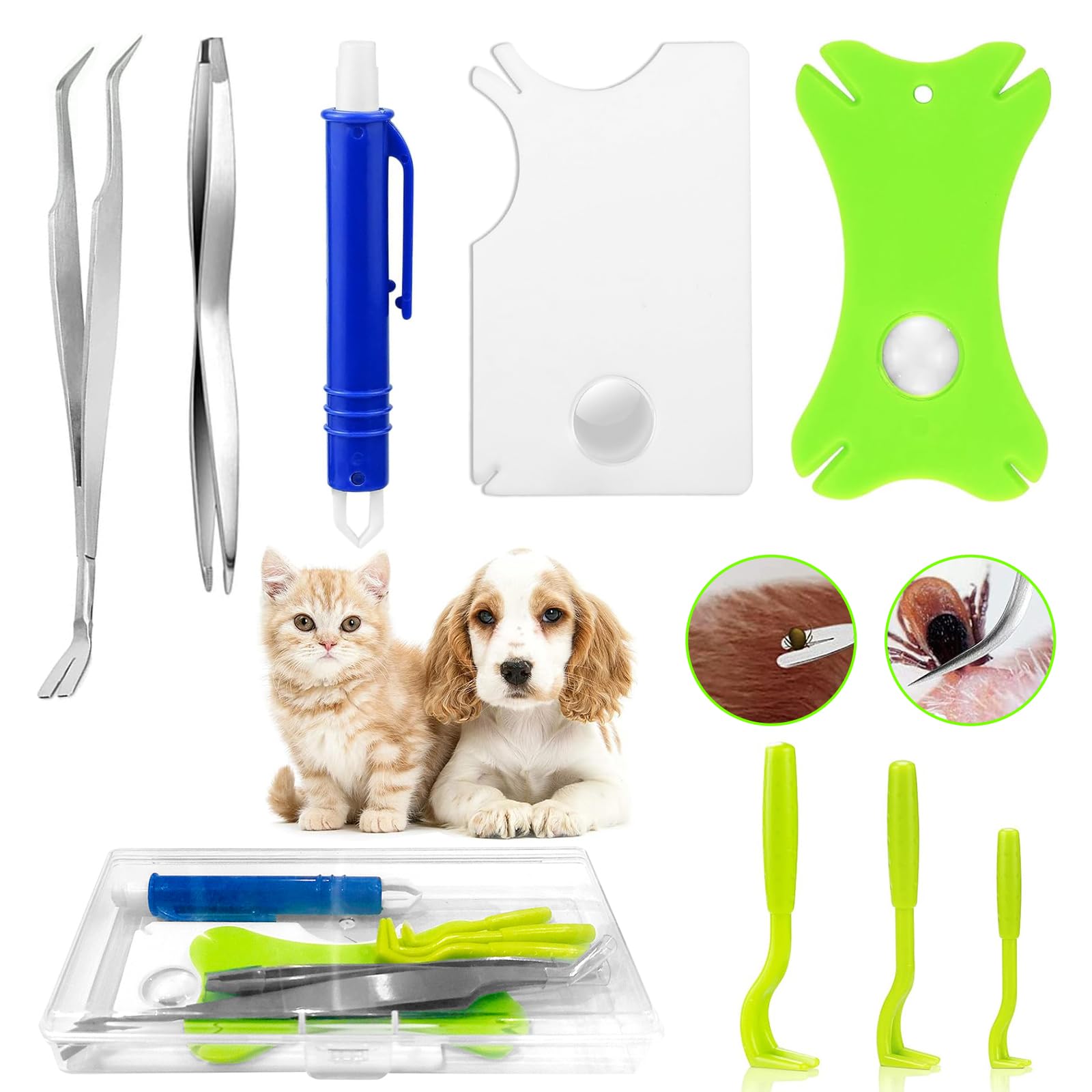 TAIHOBO Tick Remover Tools for Dogs Set 8PCS Painlessly Tick Remover for Humans Tick Remover for Cats with Storage Box Safe and Durable Tick Removal Tool