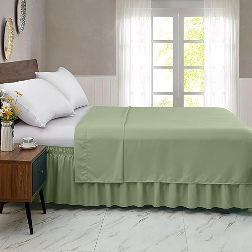Vista 14 de FreshCulture Falda de cama King, con volantes antipolvo para cama de tamaño King, fácil ajuste con caída a medida de 15 pulgadas, falda de cama