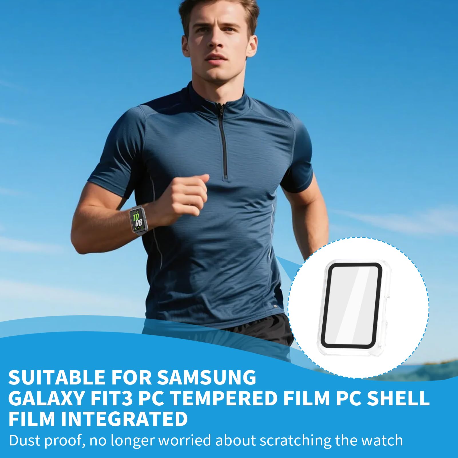 3 sztuki etui do Samsung Galaxy Fit 3, ochrona Galaxy Fit 3, etui ochronne z wbudowanym szkłem hartowanym 9H, twarde etui PC z ochraniaczem ekranu o wysokiej czułości (przezroczyste x 3)