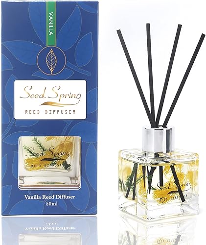 Miniatura 9 de Seed Spring Juego de difusor de varillas con palos aceite aromático de vainilla para dormitorio oficina gimnasio y alivio del estrés productos de