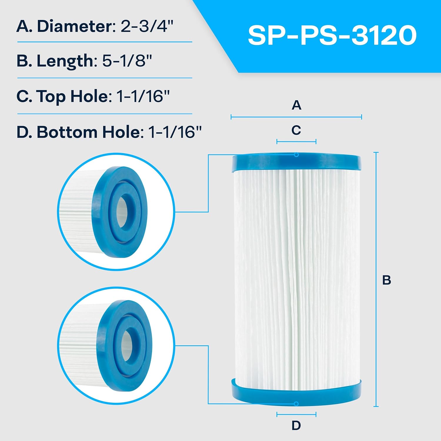 SpiroPure Replacement for Unicel C-2305 Pure N Clean PC-3120 Pleatco PSB3.5 Hot Tub Spa Pool Filter Replacement Cartridge (Case of 9)