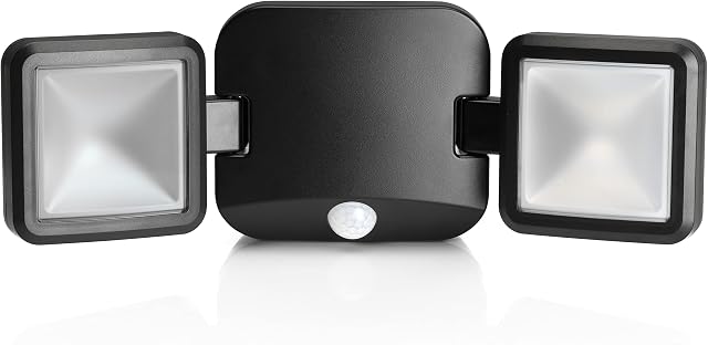 Auraglow Outdoor Wireless Battery Operated LED Motion Activated PIR Sensor Spotlight Twin Security Light