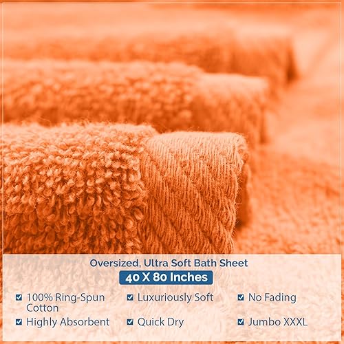 Vista 311 de DAN RIVER Paquete de 1 toalla de baño de 40 x 80 pulgadas, toallas de baño extragrandes de secado rápido para baño, toallas suaves y absorbentes