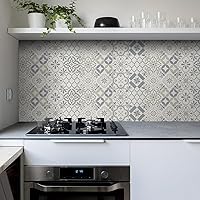 Vista 41 de Lukery Peel and Stick Tile Waterproof Backsplash for Kitchen Flower Tile Stickers Self-Adhesive Floor Tile PVC Wall Tile DIY Tile Decals, Grey