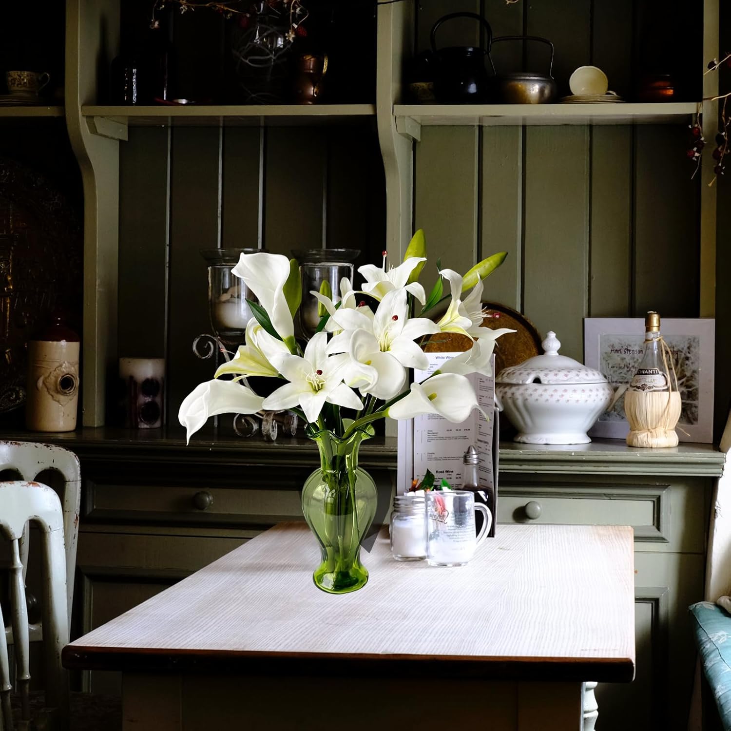 YalzoneMet 2 Pcs White Stargazer Lily Artificial Flowers for Decoration, 28 inch Long Stems Real Touch latex Fake Flowers, Faux Silk Easter Lily for Spring Indoor Home Office Wedding Table Centerpiece - Image 6