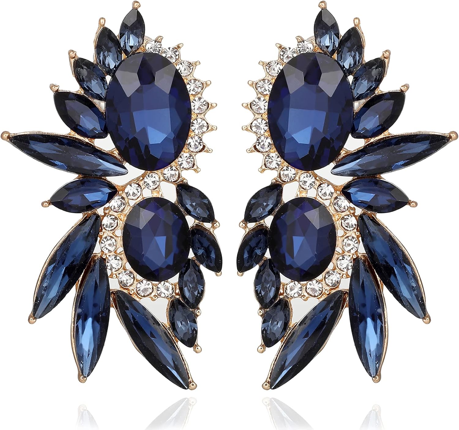 Vintage Rhinestone Statement Earrings Fancy Crystal Cluster Drop Dangle Earrings for Women