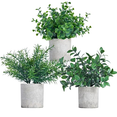 3 Pack Small Potted Fake Plants for Desk Shelf Beedroom