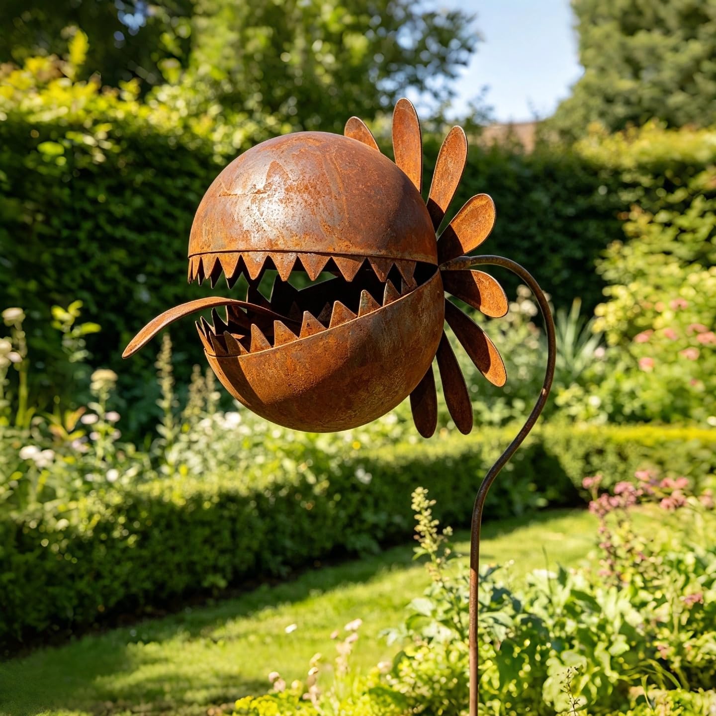 QUNZIDRESS Garden Decor for Outside - Metal Venus Flytrap Garden Stakes Decorative, Metal Carnivorous Plants for Outdoors, Yard Art Garden Halloween Gothic Decorations for Outdoor Lawn Porch Pathway
