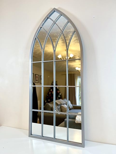 Darthome Ltd Tall Silver Arch Wall Mirror 115cm Large Metal Window Style Frame Hallway Decor