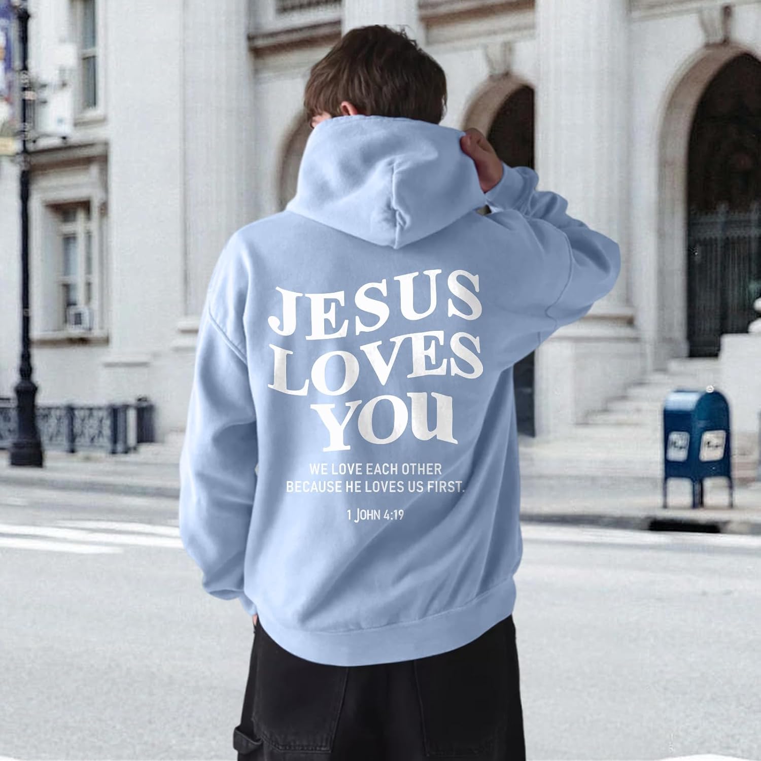 Christian Jesus Loves You Hoodies for Teen Religious Faith Sweatshirts Bible Verse Graphic Youth Thin Hoodies - Image 3