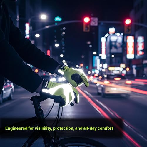 Miniatura 5 de ReflecToes Guantes reflectantes fluorescentes, alta visibilidad para ciclismo, correr, caminar, paseos en bicicleta de invierno, entrenamiento en