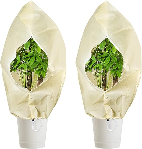 Bonviee Paquete de 2 cubiertas para plantas con protección contra la congelación de 47.24 x 70.86 pulgadas, reutilizables, para invierno, con cordón
