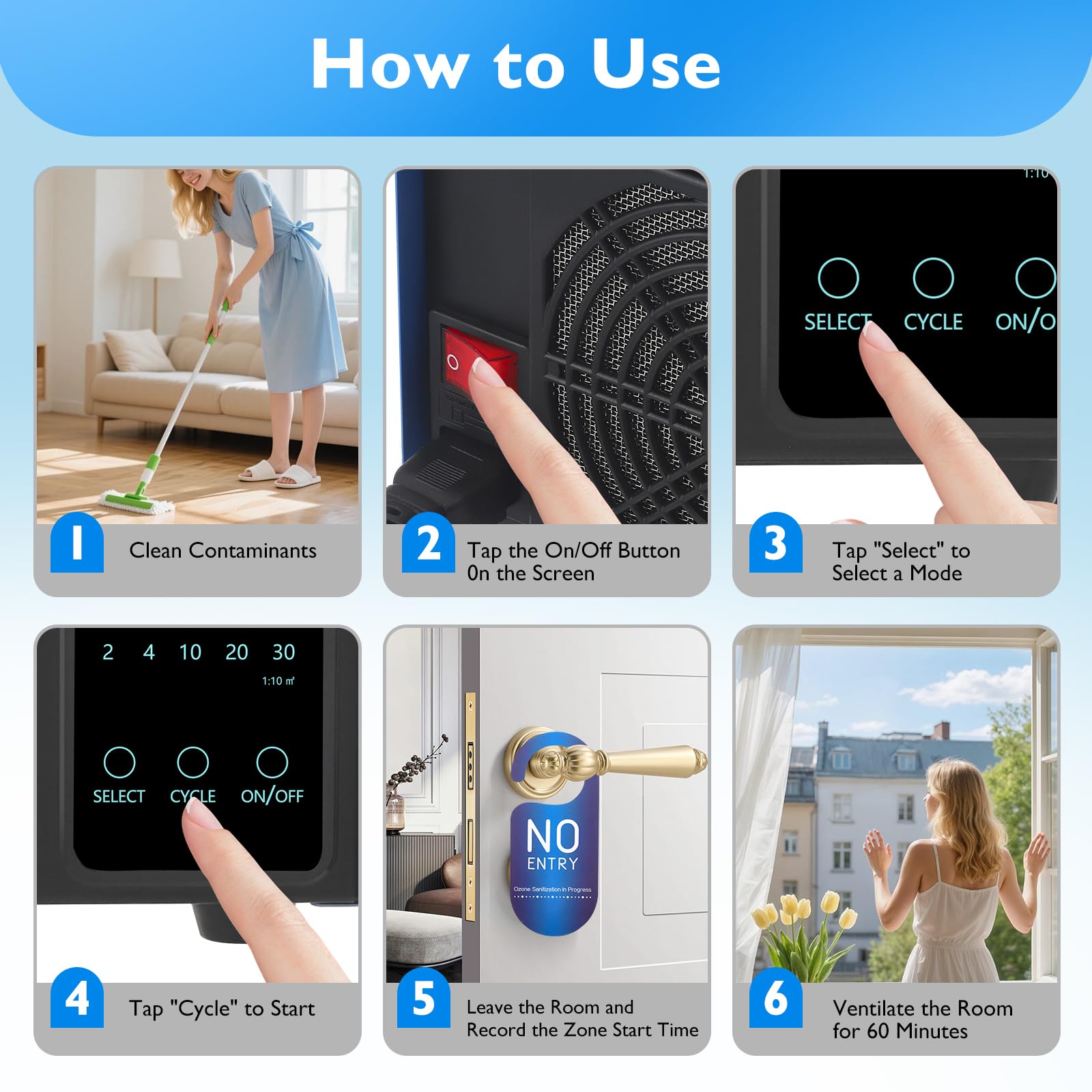 Generatore di Ozono 60000 mg/h, Smart Digital Purificatore d'Aria con Timer 120 Min, Potente & Silenzioso, Senza Manutenzione, Contro Fumo, Odori di Cantina & Cucina, Ideale per Appartamento