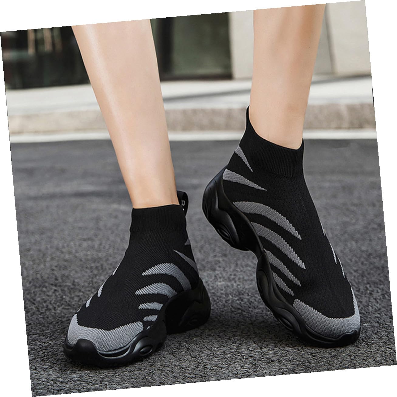 Sneakers Alte da Uomo Nere, Scarpe Sportive in Maglia | 1 Paio, Suola Eva Antiscivolo, Stile Semplice e Confortevole per Outdoor e Sport