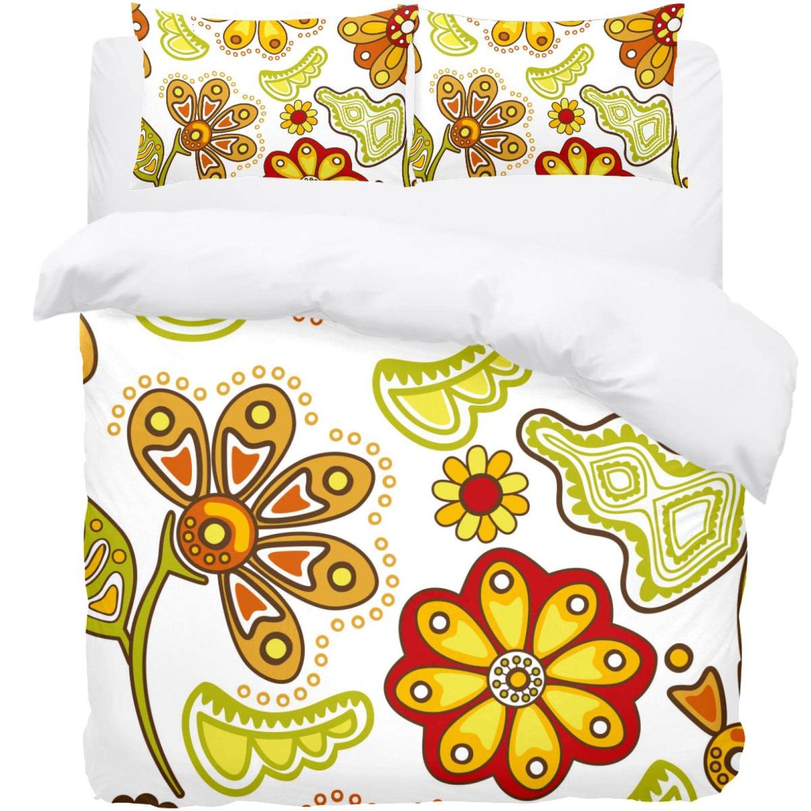 Parure de lit motif floral orange pour une chambre à coucher cocooning et ensoleillée
