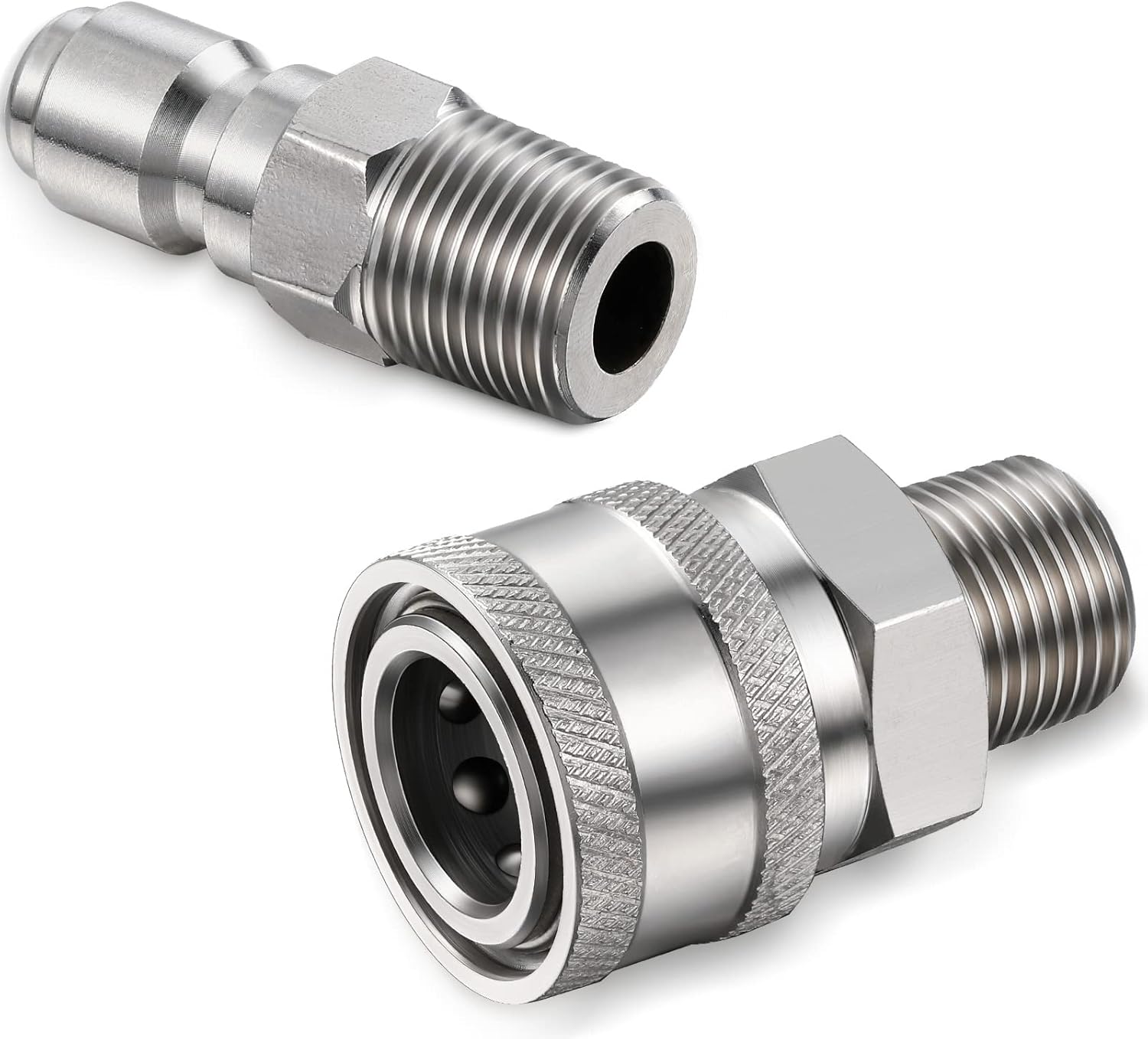 Hotop 8 Pcs NPT 3/8 Inch Stainless Steel Male and Female Quick Connector Kit Pressure Washer Adapters