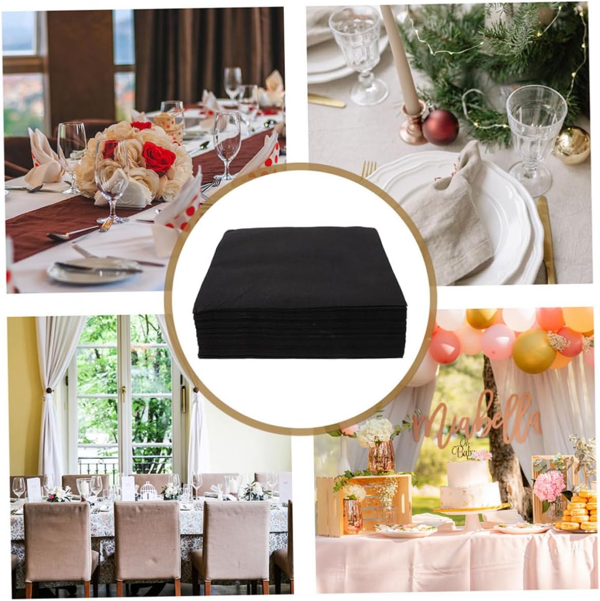 Disposable Black Dinner Napkins, Thickened Paper Napkins 40x40cm, 100 Pieces Set for Hotel, Party, Wedding Table Decor, Household Event Supplies