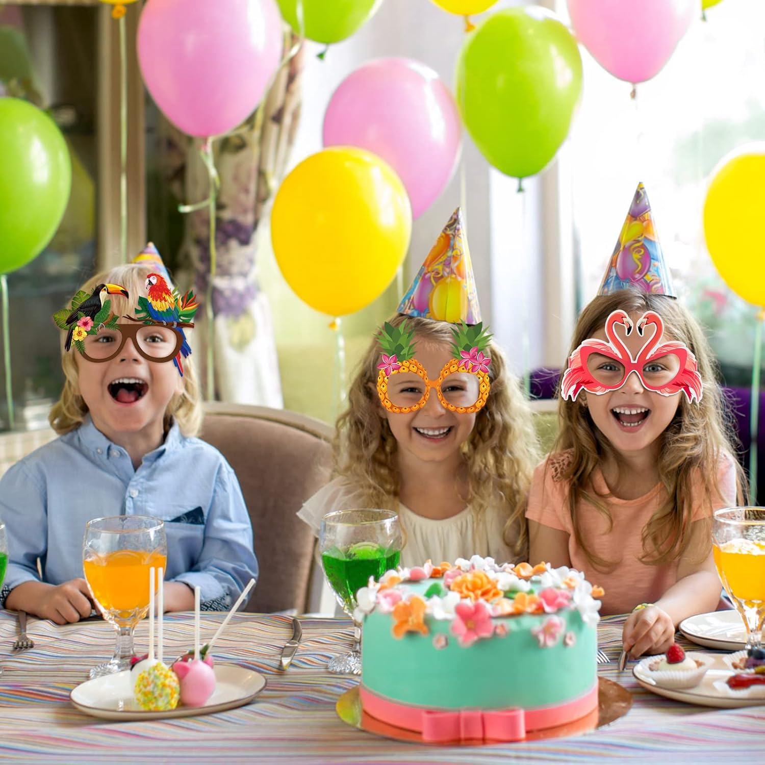 Vinsot 32 Pack Beach Pool Party Eyeglasses Decor Mardi Gras Luau Paper Glasses Bulk Hawaiian Sunglasses Frame Tropical Pool Props Photo Booth Props for Carnival Beach Party Favor Birthday Supply Decor - Image 6