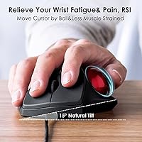 Vista 2 de SANWA Ratón ergonómico inalámbrico Bluetooth de Trackball, ratón óptico Rollerball, botones silenciosos programables, Trackball de 1.575 pulgadas