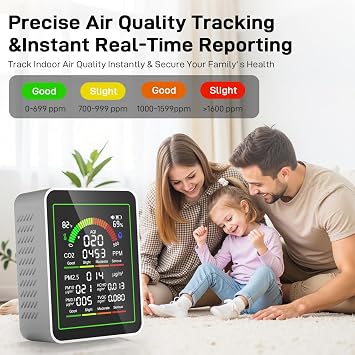 Air Quality Monitor Inoor, CO2 Detector, 10 in 1 Air Quality Monitor