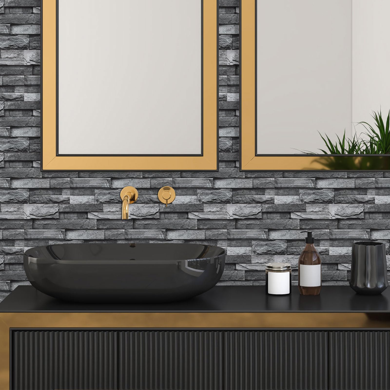 Hode Adesivi per piastrelle da cucina, bagno, 15 x 30, piastrelle autoadesive, per piastrelle, effetto piastrelle, 24 pezzi, colore grigio scuro