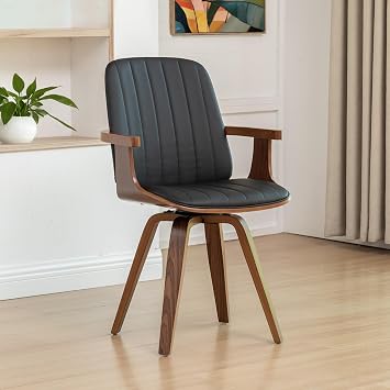 Swivel Dining Chairs, Set of 1 Kitchen Swivel Chairs with Walnut Finish
