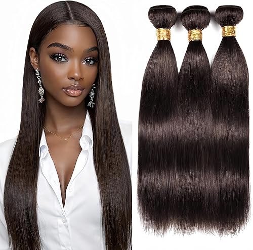 Dark Brown Human Hair Bundles Color 4 Straight 24 26 28 Inch Brazilian Virgin Do