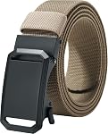 LionVII Ratchet Elastic Stretch Belts, 1 3/8" Slide Belt for Men with Automatic Buckle for Men, Trim to Fit 27-49" Waist
