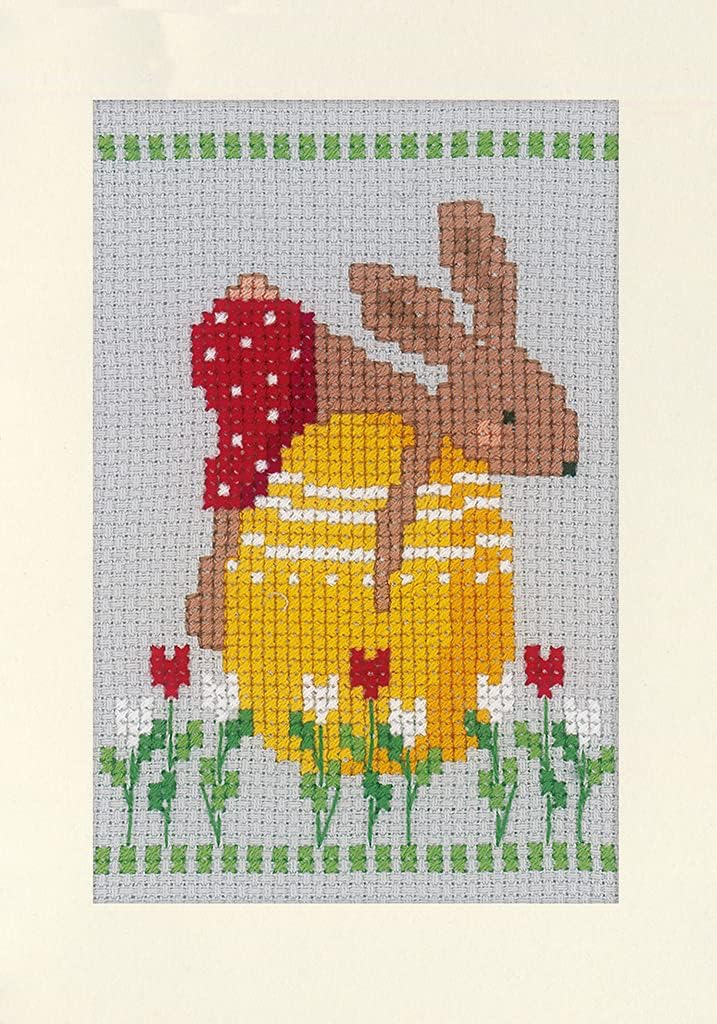 Vervaco Counted Cross Stitch Greeting Card Kit 4.2"X6" 3/Pk-Easter Rabbits (14 Count) -V0196171