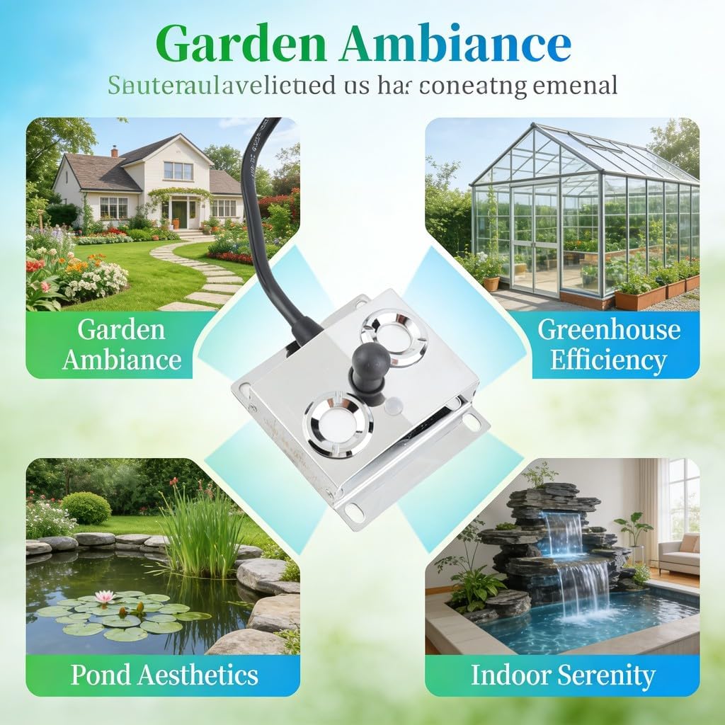 Ultrasonic Fogger 2 Head Mist Maker 4.5L / H 36V Stainless Steel for Pond Garden Lawn - IP67 Waterproof, Quiet Operation, Ideal for Indoor and Outdoor Landscaping