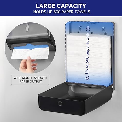 Miniatura 3 de Kordory Dispensador de toallas de papel de montaje en pared, multiplieguetriple plegado, dispensador de toallas plegable en C, soporte de papel