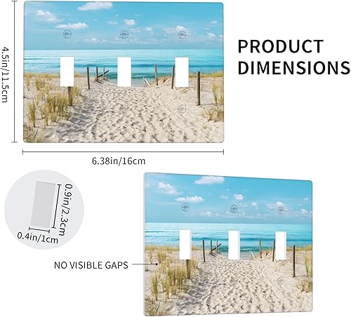 Miniatura 4 de Placa de pared de triple palanca de arena blanca océano azul con interruptor de luz de 3 bandas para baño, dormitorio, cocina, decoración de pared,