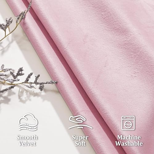 Miniatura 2 de JIUZHEN Cortinas de terciopelo rosa de 108 pulgadas para sala de estar, cortinas opacas extralargas para dormitorio, bolsillo para barra, protección